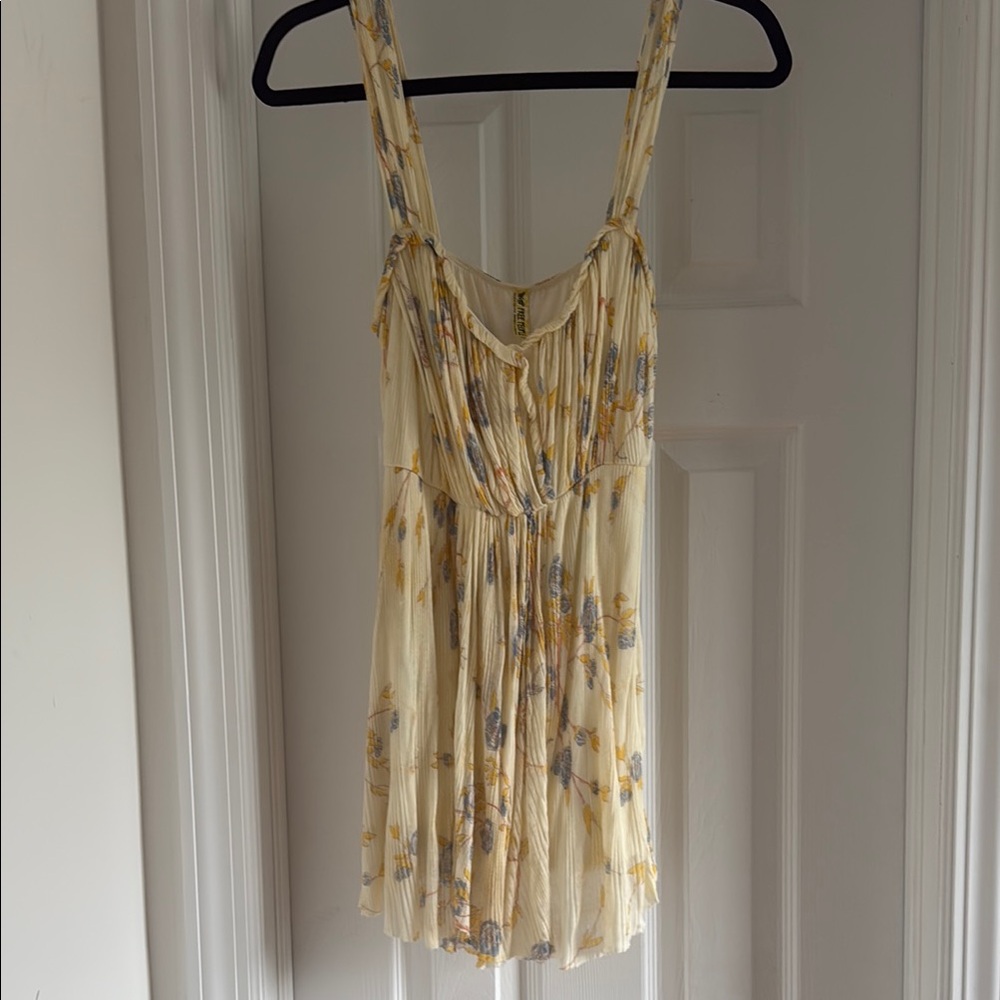 Free People Yellow and Gray Ruched Camisole